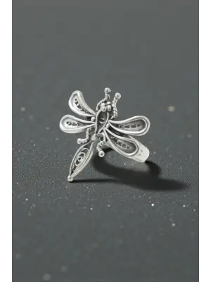 Gümüş Renk Figürlü Yüzük - Ayarlanabilir Antik Vintage Tarz Kadın Takı