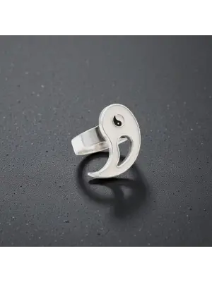 Antik Gümüş Kaplama Ayarlanabilir Ying-Yang Sembol Unisex Yüzük