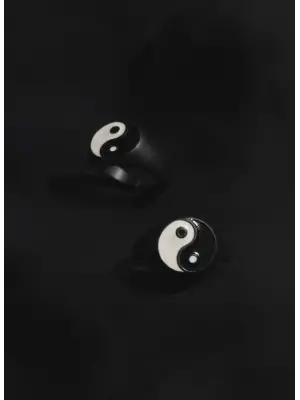 Antik Gümüş Kaplama Unisex Ayarlanabilir Ying Yang Yüzük