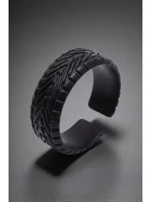 Antik Gümüş Kaplama 2’li Set Mat Vintage Lastik Desenli Ayarlanabilir Çift ve Arkadaşlık Yüzüğü