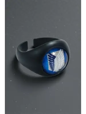 Antik Gümüş Kaplama Anime Attack On Titan Ayarlanabilir Siyah Yüzük