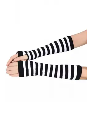 Anime Grunge Punk Siyah Beyaz Çizgili Kolluk