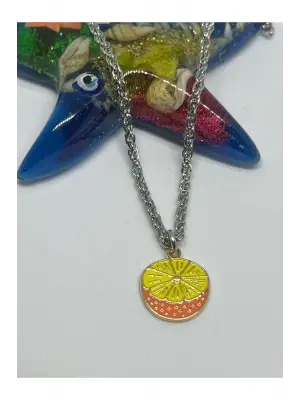 Anime Harajuku Retro Vintage Gümüş Kaplama Portakal Zincirli Aksesuar Kolye