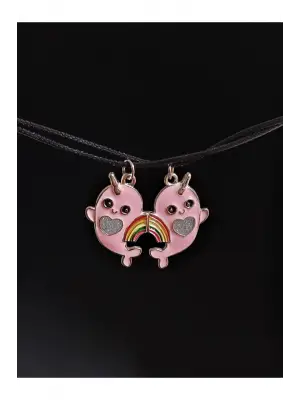 Anime Retro Vintage Aesthetic Kity Sun Child Mıknatıslı Unisex İkili Kolye