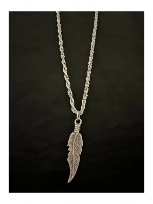 Antik Gotik Gümüş Kaplama Unisex Kartalın Tüyü Gothic Sembol Zincirli Kolye