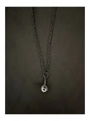 Antik Gotik Gümüş Kaplama Unisex Siyah Toplu Pençe Zincirli Kolye