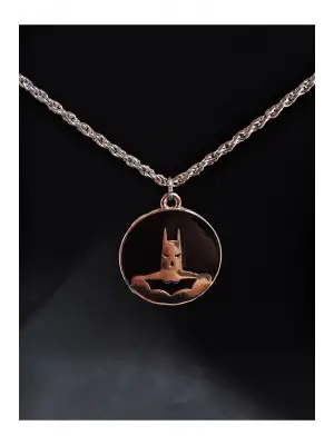 Antik Gümüş Kaplama Batman Sembol Yarasa Unisex Zincirli Kolye