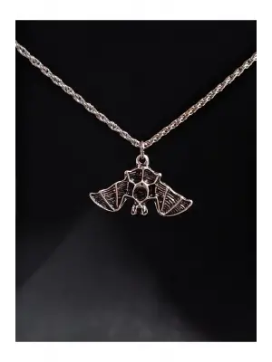 Antik Gümüş Kaplama Batman Sembol Yarasa Unisex Zincirli Kolye
