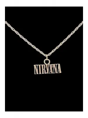 Antik Gümüş Kaplama Çelik Rock Müzik Nirvana Zincirli Bijuteri Kolye