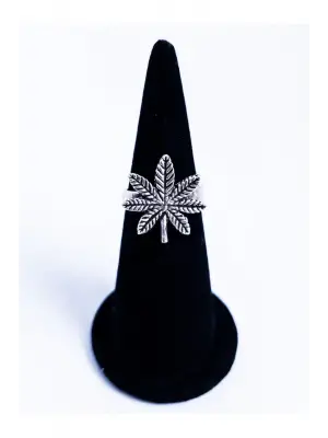 Antik Gümüş Kaplama El Yapımı Ayarlanabilir Yonca Yaprak Yüzük