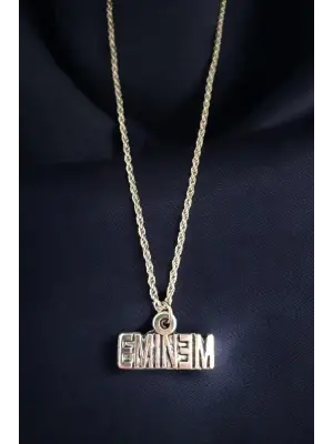 Antik Gümüş Kaplama El Yapımı Eminem Fan Unisex Zincirli Kolye