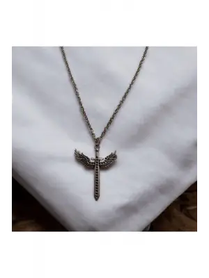 Antik Gümüş Kaplama El Yapımı Özel Melek Zihgir Kanat Erkek Kadın Kolye