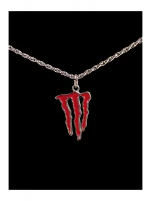 Antik Gümüş Kaplama Gotik Kırmızı Unisex Monster Sembol Zincirli Kolye