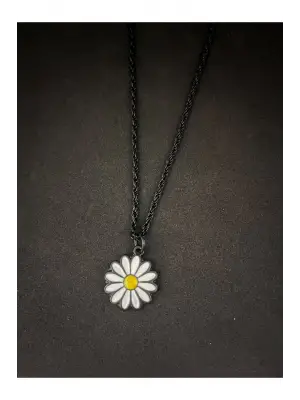 Antik Gümüş Kaplama Gotik Unisex Hediyelik Papatya Anime Çelik Zincirli Aksesuar Kolye