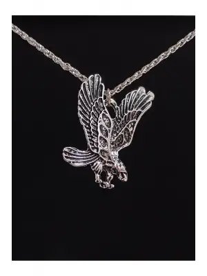 Antik Gümüş Kaplama Kartal Wings Kanat Unisex Zincirli Kolye