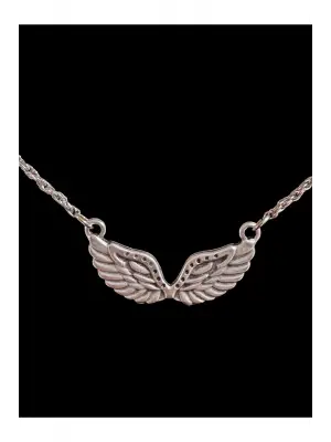 Antik Gümüş Kaplama Paslanmaz Çelik Unisex Melek Zincirli Kolye