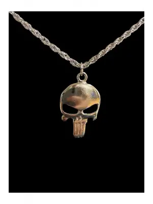 Antik Gümüş Kaplama Unisex Anime Gotik Punisher Zincirli Kolye