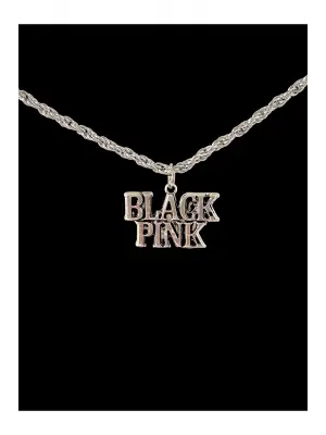 Antik Gümüş Kaplama Unisex Black Pink Fan Frendiens Zincirli Kolye