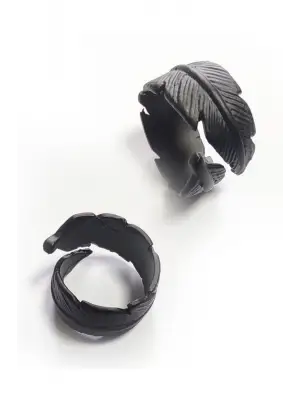 Antik Gümüş Kaplama Unisex Gotik Tüy Yaprak Figürlü Ayarlanabilir Yüzük