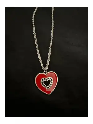 Antik Gümüş Kaplama Unisex Kalp Derinliği Zincirli Kolye
