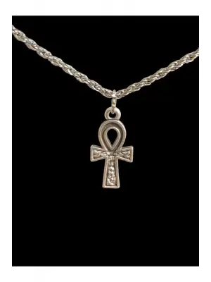 Antik Gümüş Kaplama Unisex Zincirli Haç Kolye