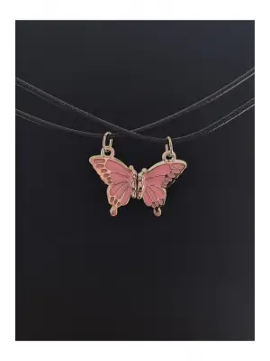 Antik Kaplama Best Friends Kelebek Arkadaşlık Mıknatıslı Unisex İkili Kolye