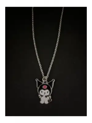 Gümüş Kaplama Çelik Unisex Hediyelik Anime Micky Desenli Melodi Zincirli Aksesuar Kolye
