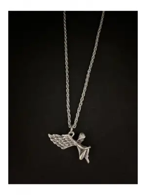 Gümüş Kaplama Paslanma Çelik Unisex Doğal Angel Melek Kız Aksesuar Zincirli Kolye