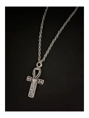 Gümüş Kaplama Paslanmaz Çelik Unisex Haç Işareti Gri Bijuteri Akseuar Kolye