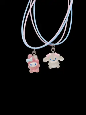 Best Friends Mavi Pembe İpli My Melody Cinnamoroll Arkadaşlık Kolyesi