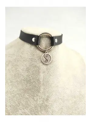 Kadın Ying Yang Suni Deri Choker