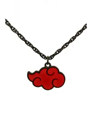 Naruto Anime Akatsuki Kırmızı Bulut Kolye Klasik Zincirli Siyah