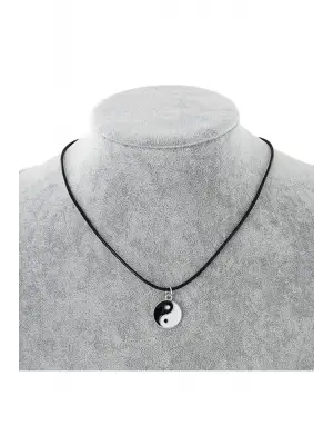 Paslanmaz Çelik Antik Unisex Ying Yang Denge Ipli Kolye
