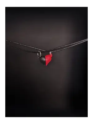 Retro Antik El Yapımı Kırmızı Kalp Şeklinde 2li Mıknatıslı Özel Görünüm Sevgili Hediyelik Kolye