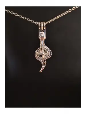 Retro Antik Kaplama Lotus Saklı Zincirli Kolye