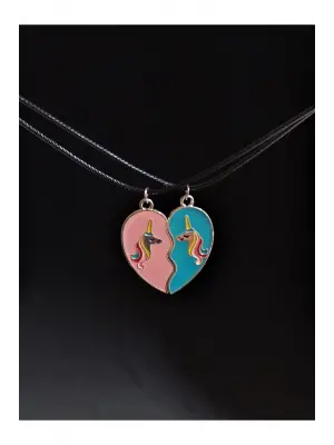 Retro Vintage Gökkuşağı Best Friends Sevimli Mıknatıslı Unisex 2li Kolye