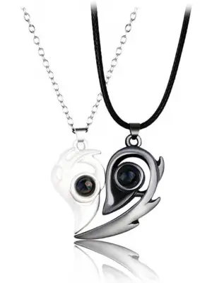 Sevgili Kolyesi Mıknatıslı 100 Dilde Seni Seviyorum Projeksiyon Çift Kolye