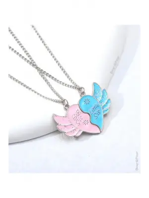 Sister Mıknatıslı Abla Kardeş Kolyesi Simli Kalpli Kardeşlik Kolye