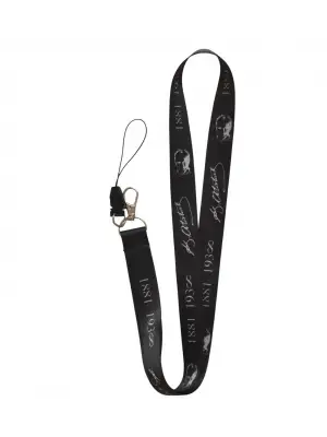 Siyah Renk Kemal Atatürk İmzalı ve Portreli Boyun İpi Askısı Yaka Kartı Tutucu-Telefon Askısı
