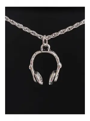 Unisex Paslanmaz Çelik Antik Kulaklık Müzik Sembol Kolye