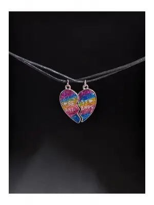 Vintage Gökkuşağı Best Friends Arkadaşlık Mıknatıslı Unisex kili Kolye