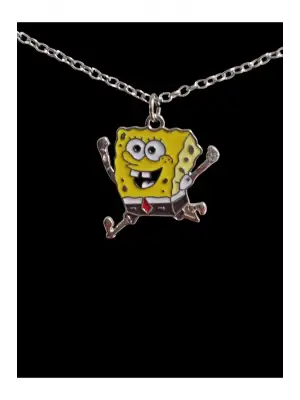 Vintage Retro Paslanmaz Çelik Anime Sünger Bob Sembol Unisex Kolye