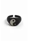 Antik Gümüş Kaplama Unisex Ayarlanabilir Ying Yang Yüzük