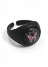 Antik Gümüş Kaplama Unisex Ayarlanabilir Anime Gloomy Butterfly Yüzük Ring