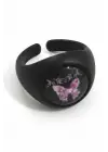 Antik Gümüş Kaplama Unisex Ayarlanabilir Anime Gloomy Butterfly Yüzük Ring