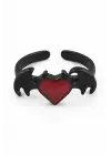 Gothic Punk Tarzı Yarasa Kanatlı Kalp Kırmızı Yüzük - Grunge ve Y2K Sokak Modası Takı