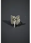 Antik Gümüş Kaplama Unisex Ayarlanabilir Gotik Angel Girl Yüzük