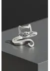 Antik Gümüş Kaplama Ayarlanabilir Kedi Fairy Karakter Cat Unisex Yüzük