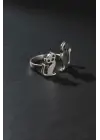 Antik Retro Gümüş Kaplama Cat Ayarlanabilir Zarif Model Kedi Unisex Yüzük