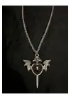 Antik Gotik Gümüş Kaplama Unisex Anime Harajuku Gothic Decor Kılıç Mızrak Zincirli Kolye
